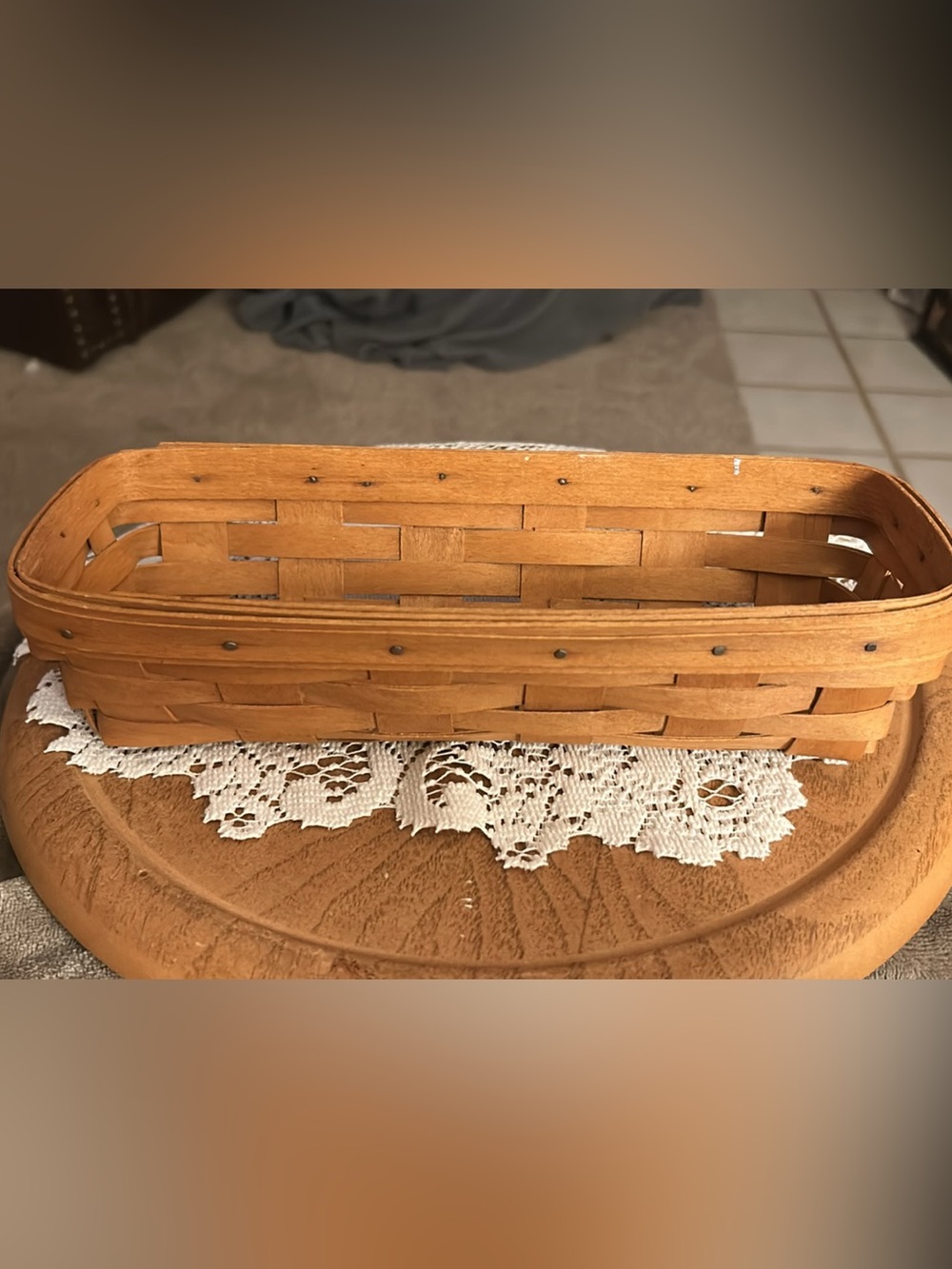 Longaberger Wood Decorative Basket - Natural Brown 11 1/2 by 3 in